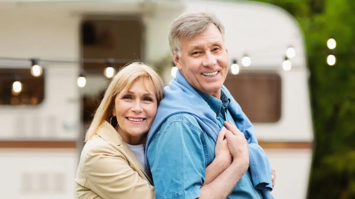 elder couple traveling in rv