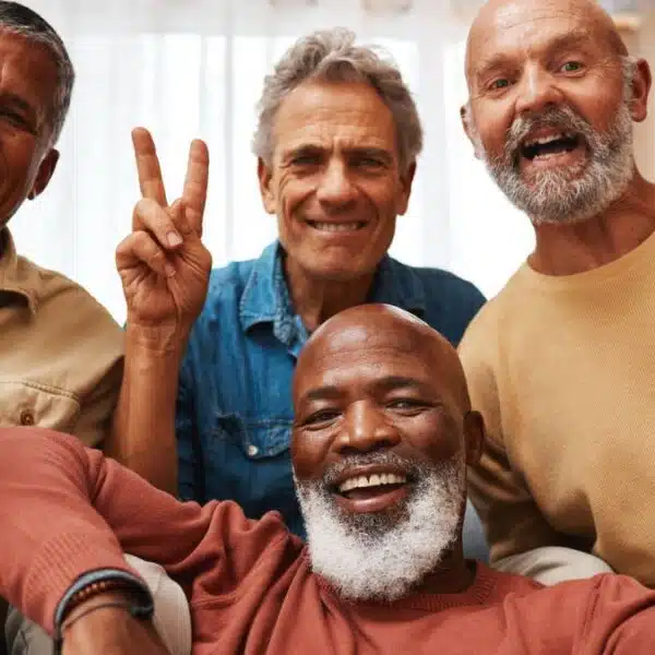 friends mature smiling happy